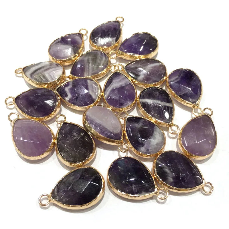 Natural Stone Pendant Water Drop Shape Faceted Mix Color Exquisite Charms For Jewelry Making DIY Bracelet Necklace Accessories