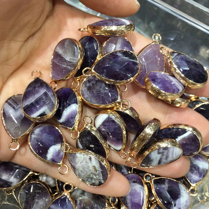 Natural Stone Pendant Water Drop Shape Faceted Mix Color Exquisite Charms For Jewelry Making DIY Bracelet Necklace Accessories