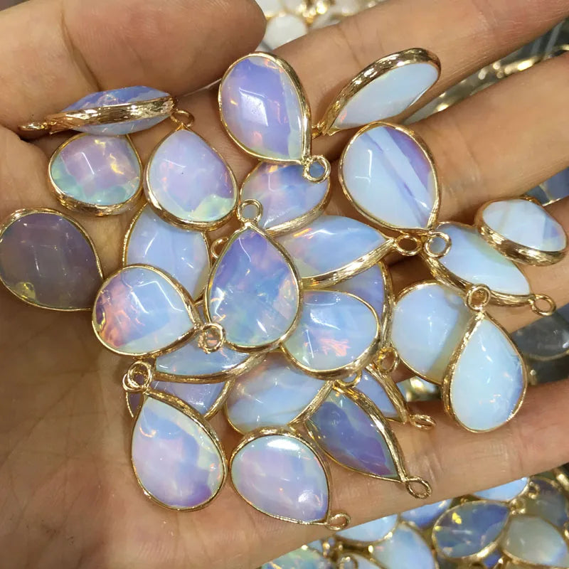 Natural Stone Pendant Water Drop Shape Faceted Mix Color Exquisite Charms For Jewelry Making DIY Bracelet Necklace Accessories