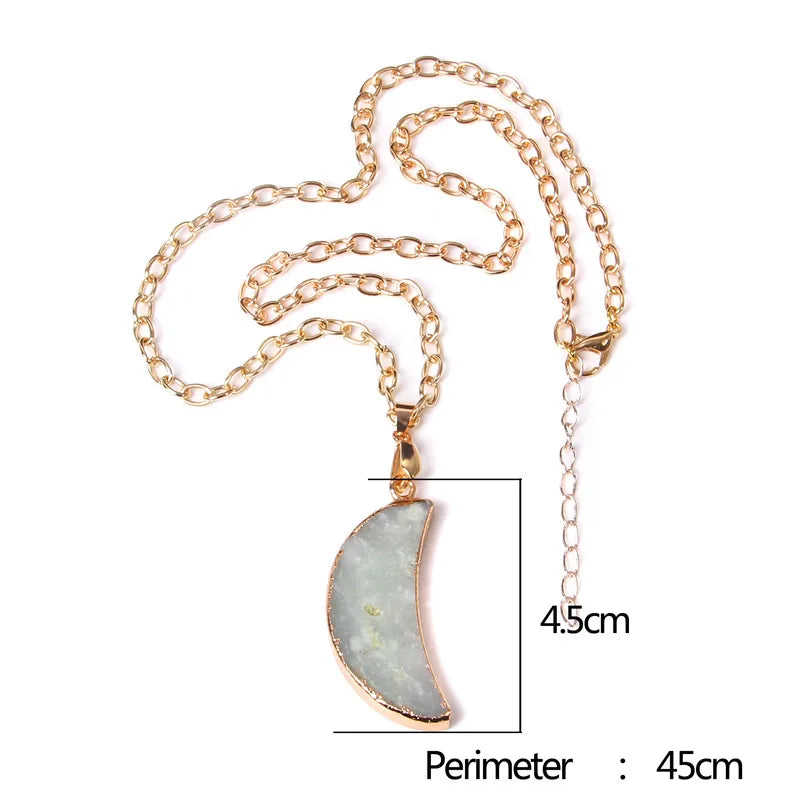 Metal chain healing energy necklace for women Dyed Natural crystal agat druzy crystal Minerals gem stone pendant charm necklace