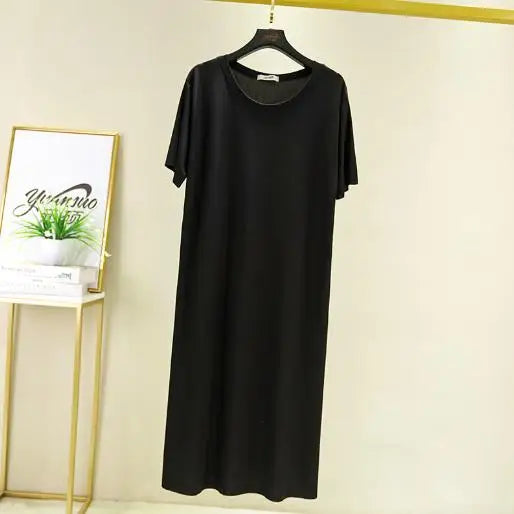 Fdfklak Women's Ice Silk and Cotton Nightgown - Casual Nightshirt