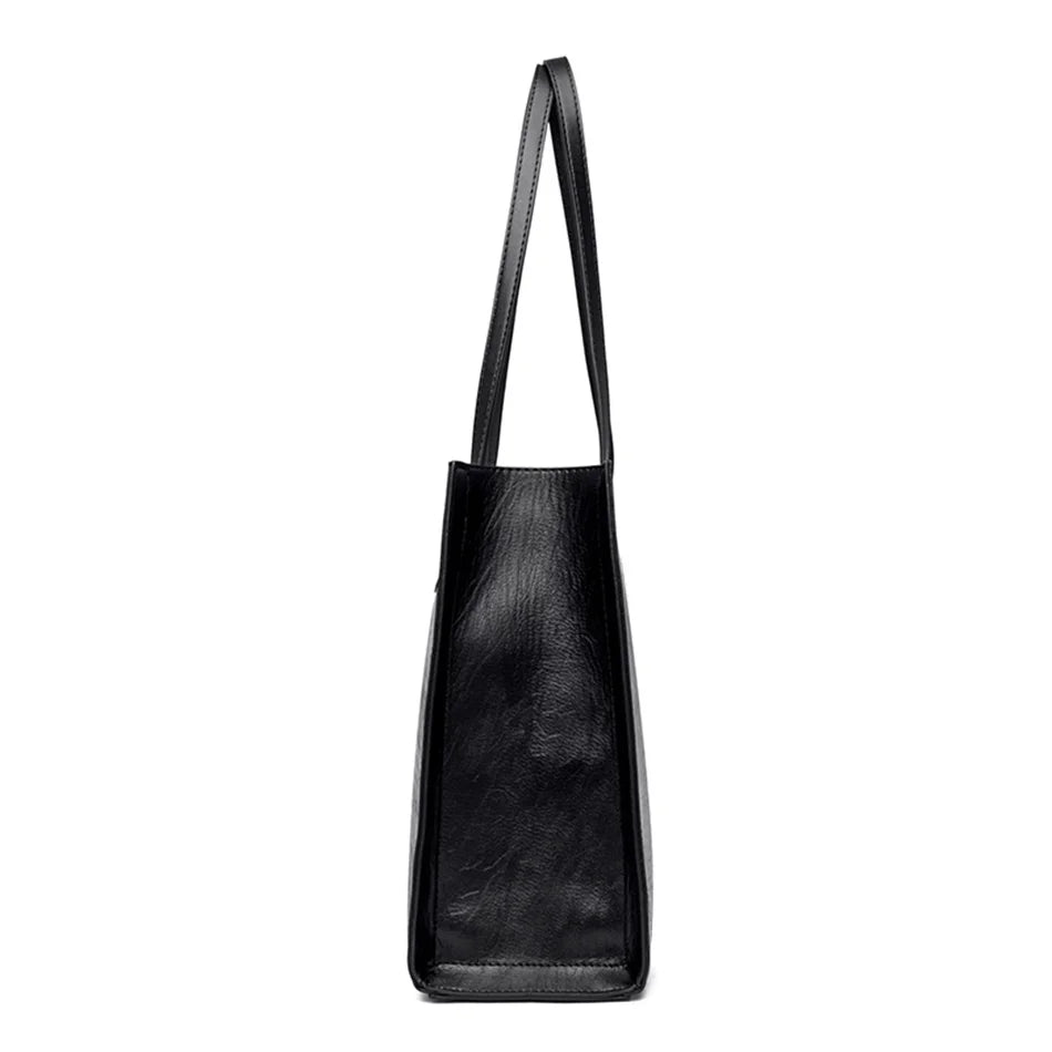 Vintage Large Capatity Tote Shoulder Bags Fashion Top-Handle Bags High Quality Leather Bags Casual Letter Design Handbag