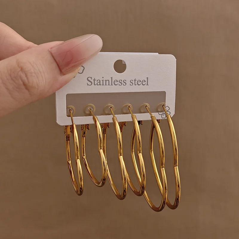 Trendy Gold-Plated High-End Stainless Steel Heart-Shape Five Pointed Star Earrings Large And Cute Colorfast Earrings