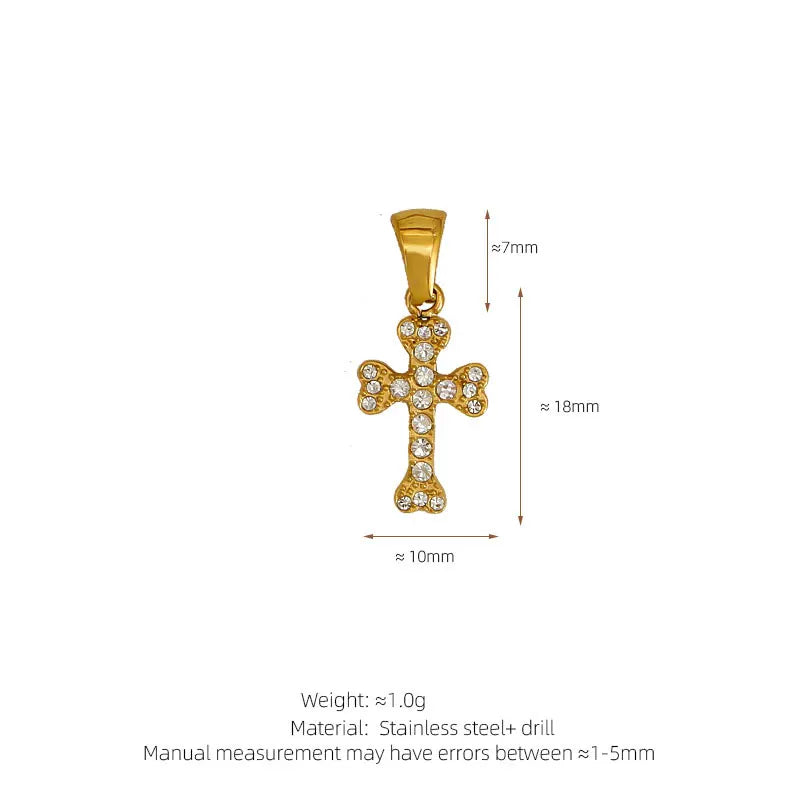 Trendy Diy 316L 18K Stainless Steel Luxury Customize Zircon Cross Charms Pendant Accessories For Jewelry Making
