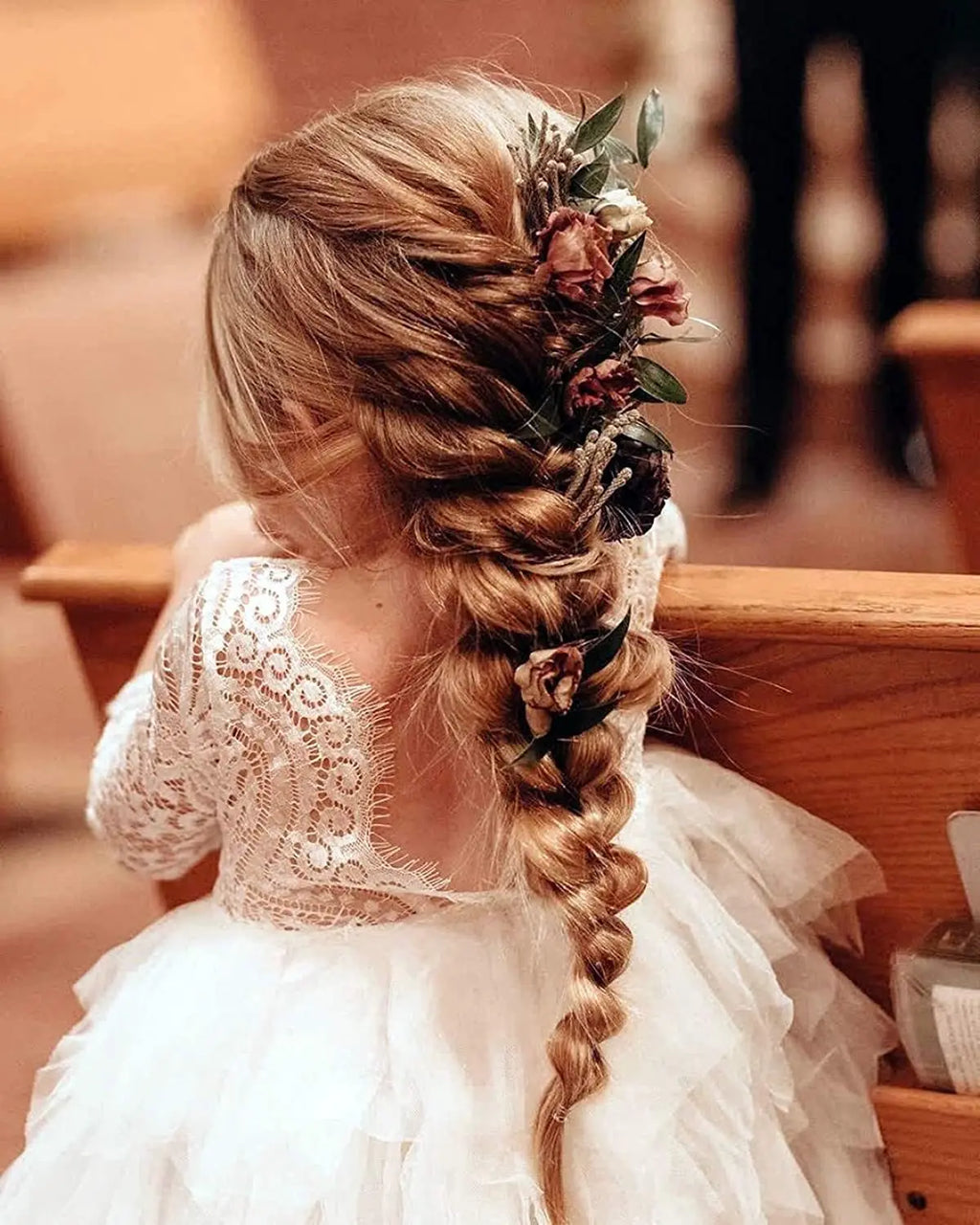 Toddler Girl Ruffles Bridesmaid Dress for Kids Lace Open Back Long Sleeve Tutus Flowers Girls Wedding Costume Clothing