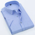 Man High Quality Men's clothing Casual Shirts Leisure Design Plaid Men's Social Shirts Short Sleeve Men's Dress Shirt  Men D88