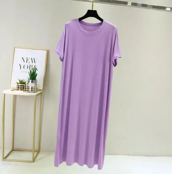 Plus size nightgown women new spring summer long dress modal cotton sleepwear night dress female loose night wear shirt camisola