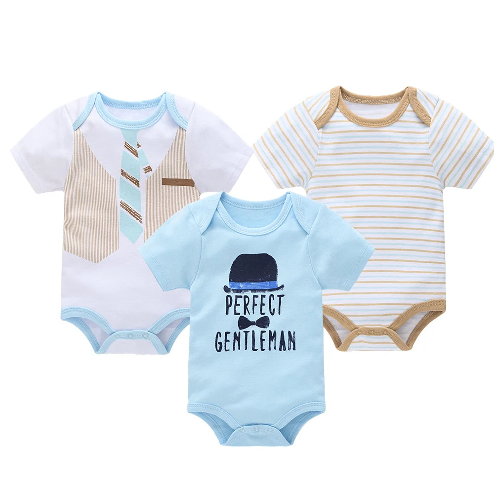 Kavkas Baby Bodysuits Short Sleeve Cotton Cartoon Print - 3-6 Pack