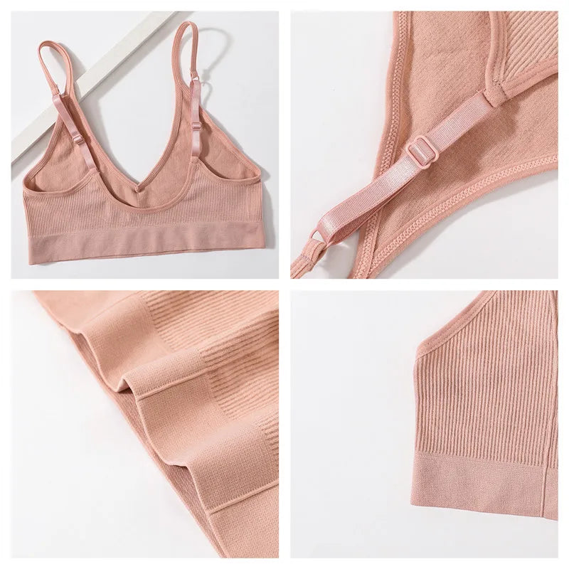 Seamless Tube Top Women's Ribbed V-Neck Wireless Bralette U-Back Daily Wear Bra Sexy Lingerie Adjust Straps Sports Underwear M-L