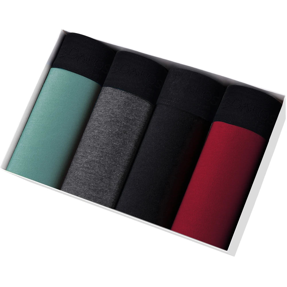 Men's Cotton Boxer Shorts 4-Pack – Soft Breathable Everyday Comfort Underwear