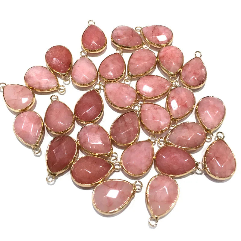 Natural Stone Pendant Water Drop Shape Faceted Mix Color Exquisite Charms For Jewelry Making DIY Bracelet Necklace Accessories