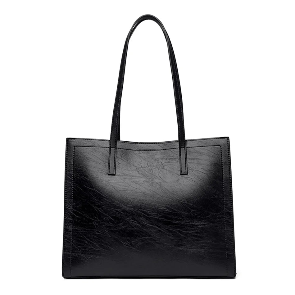 Vintage Large Capatity Tote Shoulder Bags Fashion Top-Handle Bags High Quality Leather Bags Casual Letter Design Handbag