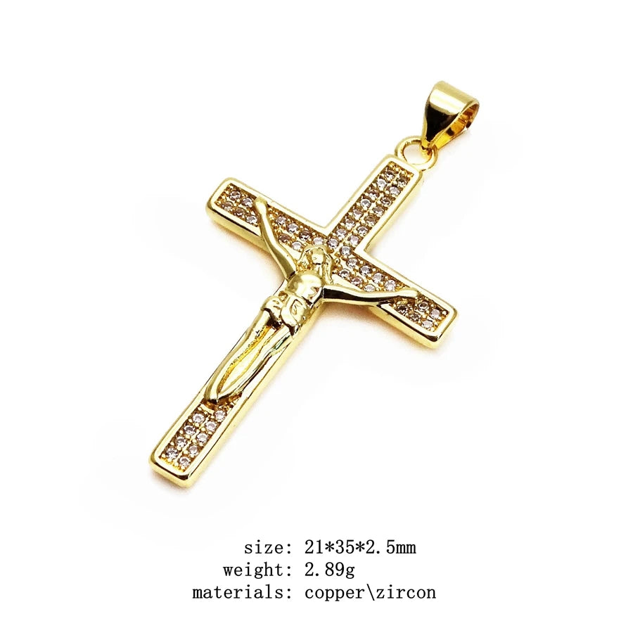 Jesus Cross Micro White Zircon Pendant Crucifix Pendant Contracted Fashion Pendant Necklace Chain Diy Jewelry Accessories