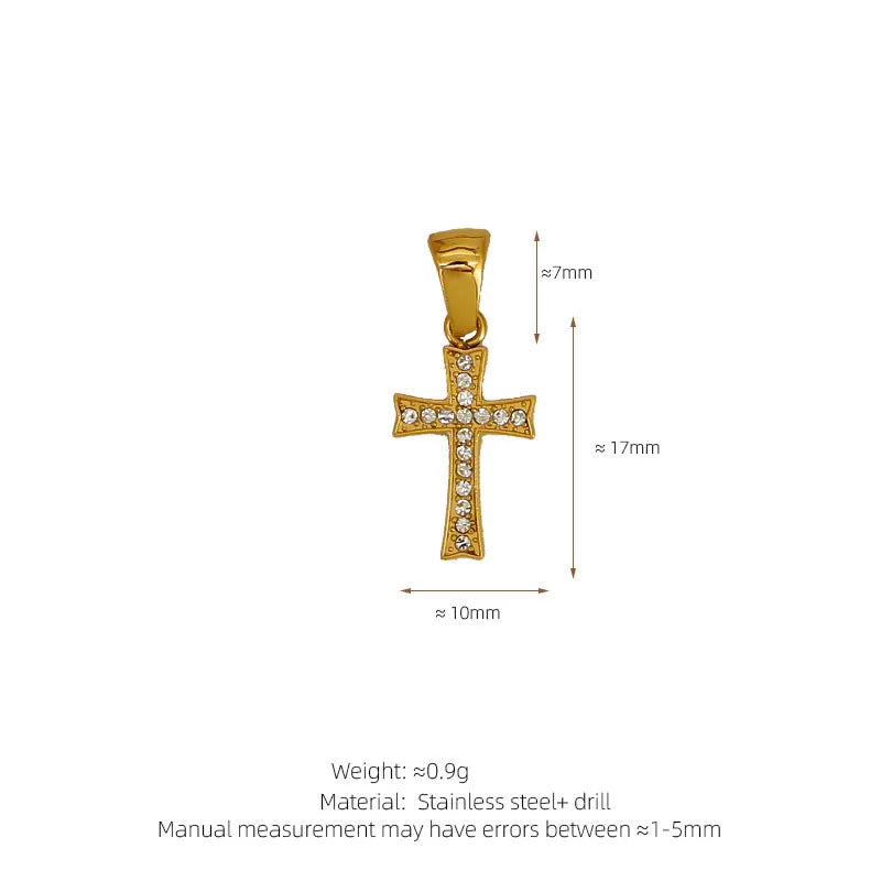 Trendy Diy 316L 18K Stainless Steel Luxury Customize Zircon Cross Charms Pendant Accessories For Jewelry Making
