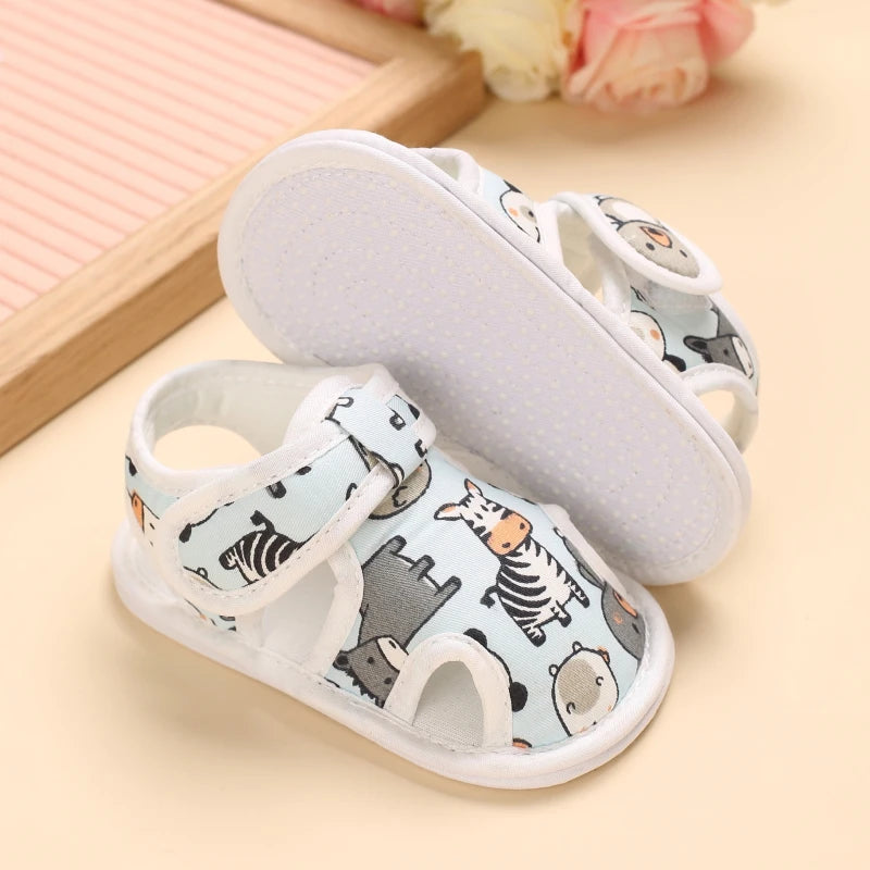 2025 New 0-18M Summer Newborn Baby Girls Boys Sandals Shoes Butterfly Flat With Heel Soft Bottom Anti Slip Shoes