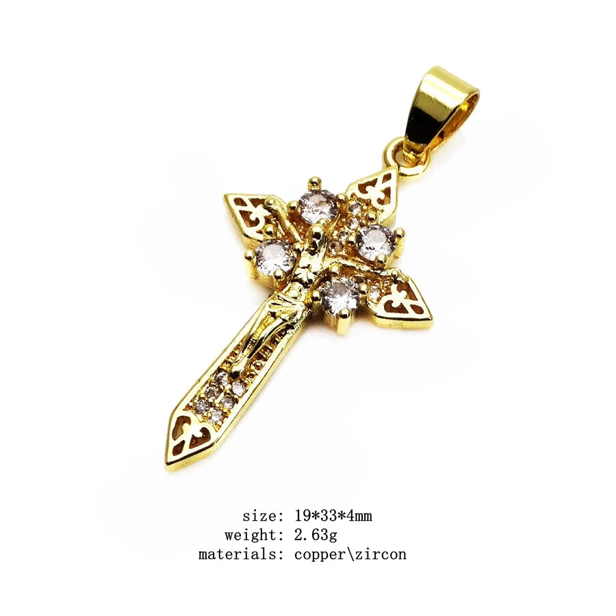 Jesus Cross Micro White Zircon Pendant Crucifix Pendant Contracted Fashion Pendant Necklace Chain Diy Jewelry Accessories