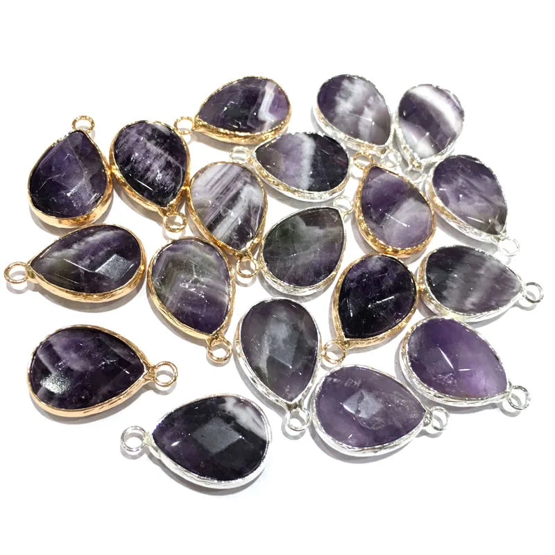 Natural Stone Pendant Water Drop Shape Faceted Mix Color Exquisite Charms For Jewelry Making DIY Bracelet Necklace Accessories
