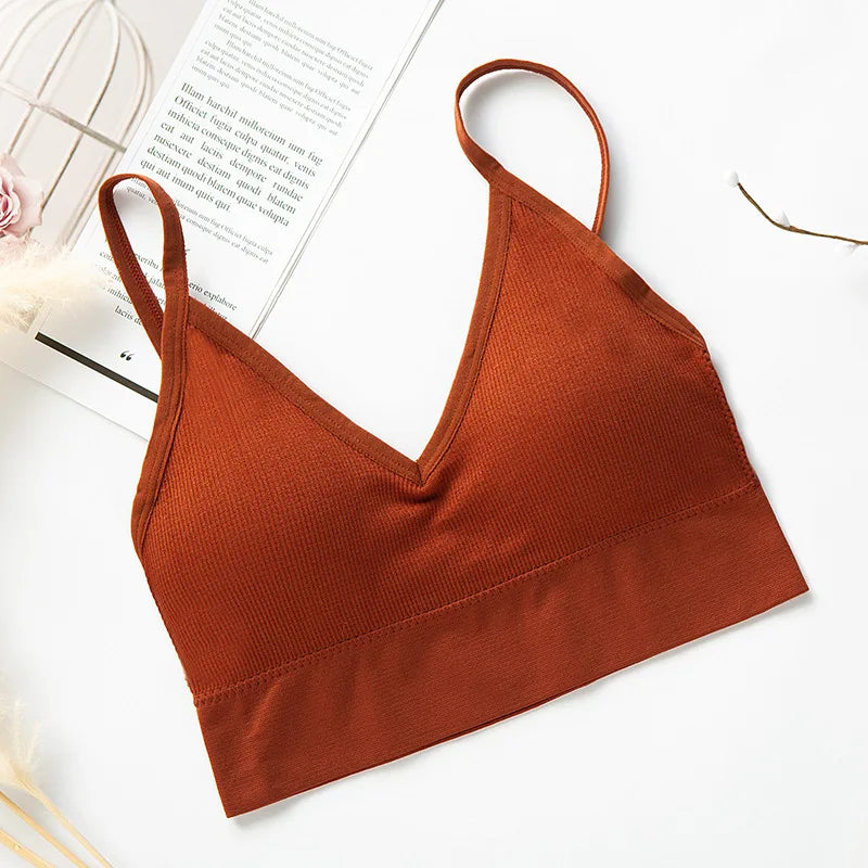 Women's Crop Top Ribbed Tube Top U-Back Comfort Bra Streetwear Camis Sexy Lingerie Seamless Underwear Sports Tank Bralette M-XL
