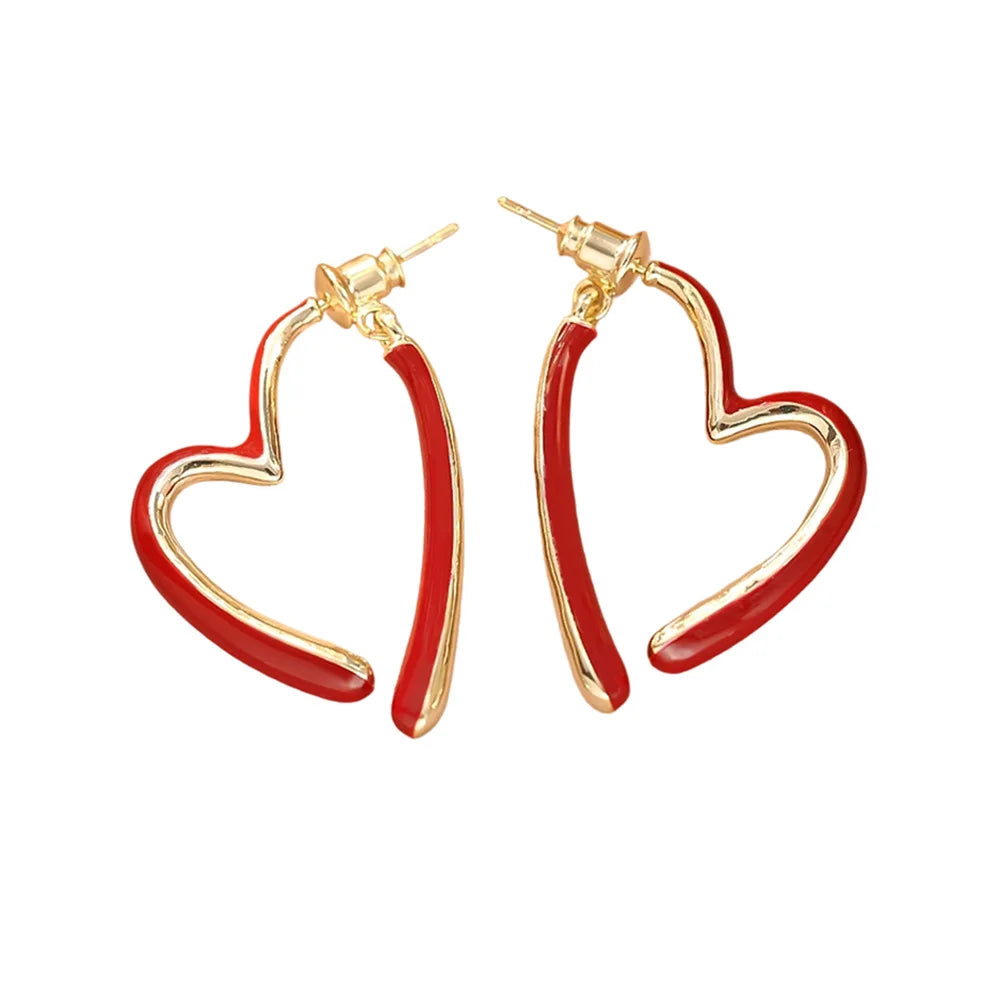 Classic Hong Kong-style heart-shaped oil-dropping ear studs, simple and high-end, fashionable and romantic earrings, niche