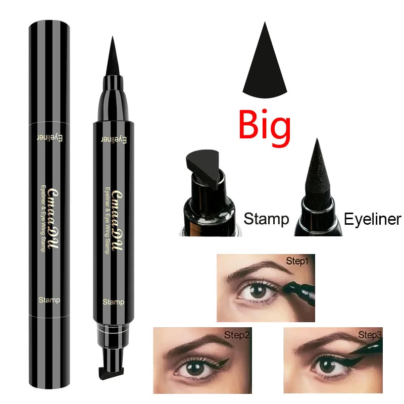 1pcs Big Double-headed seal eyeliner Waterproof and quick-drying black liquid eyeliner small lash glue pen Eye makeup cosmetic