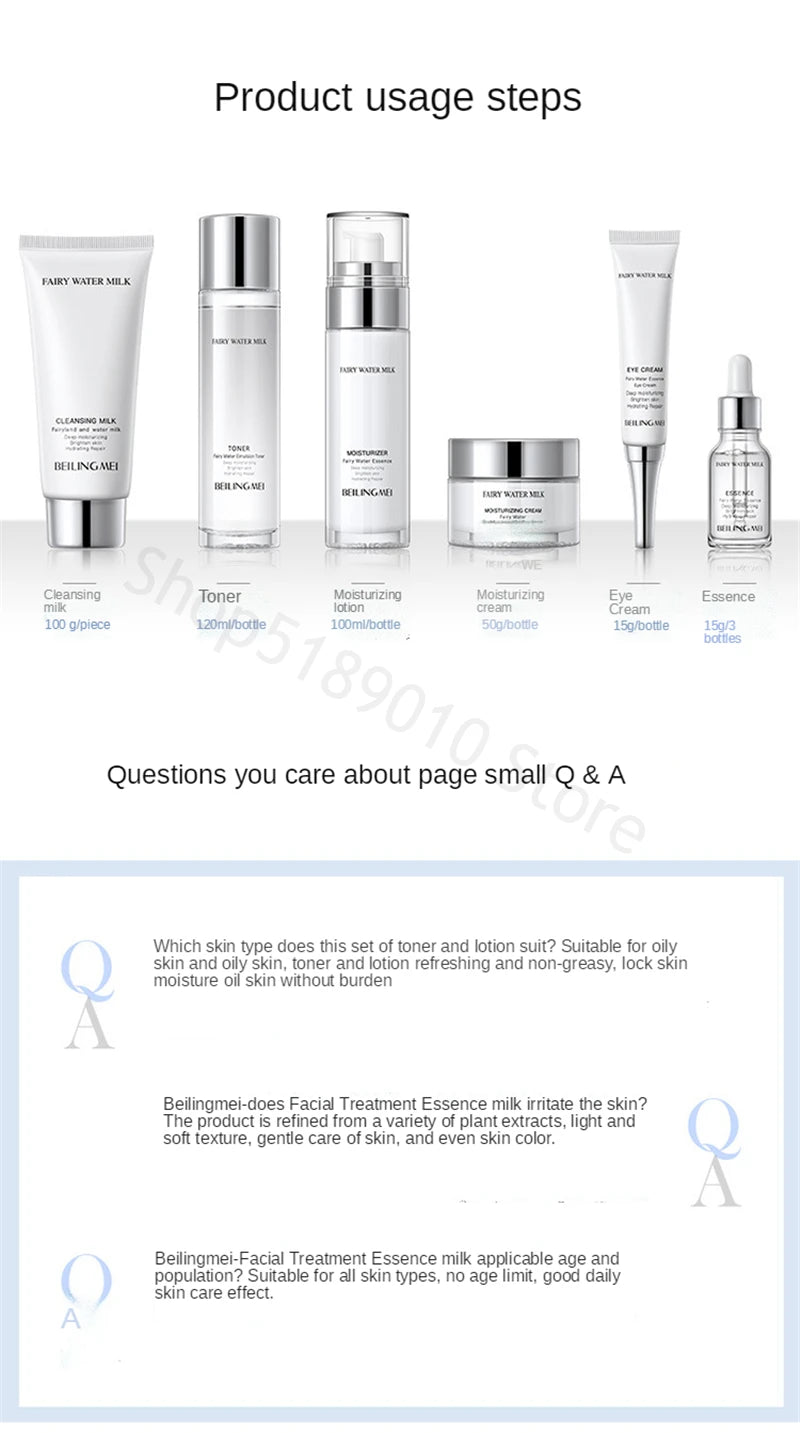 Collagen Skin Care Sets Facial Cleanser Eye Creams Face Cream Serum Lotion Toner Brightening Moisturizing Face Care Kit 8PCS