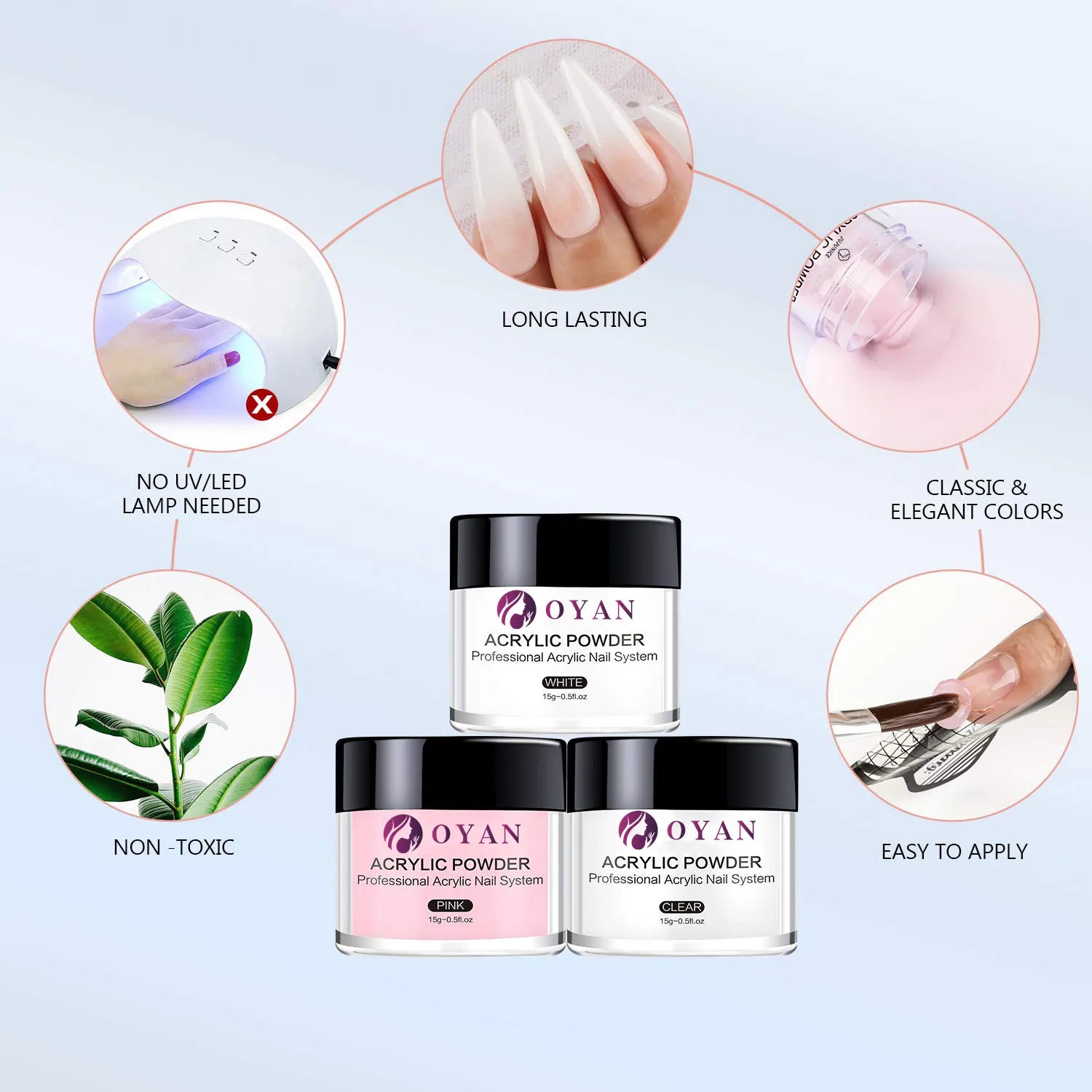 Factory Wholesale Custom Private Label 3 in 1 Acrylic  Powder Colors Dip Nail Acrylic Powder