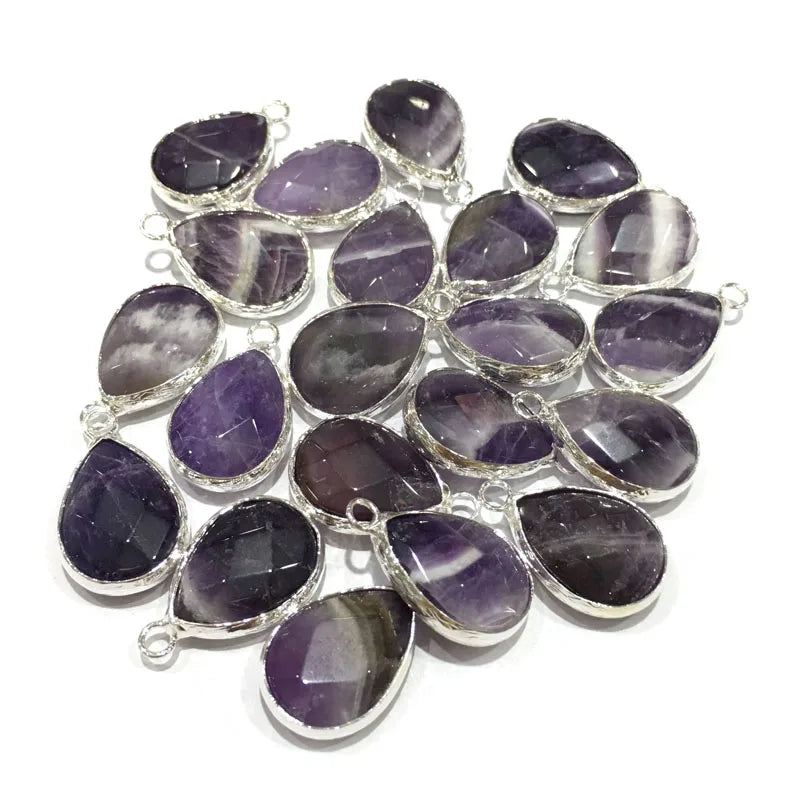Natural Stone Pendant Water Drop Shape Faceted Mix Color Exquisite Charms For Jewelry Making DIY Bracelet Necklace Accessories