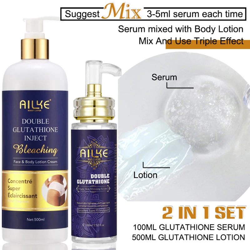AILKE 5-in-1 Glutathione Skin Whitening Care Set for Face and Body
