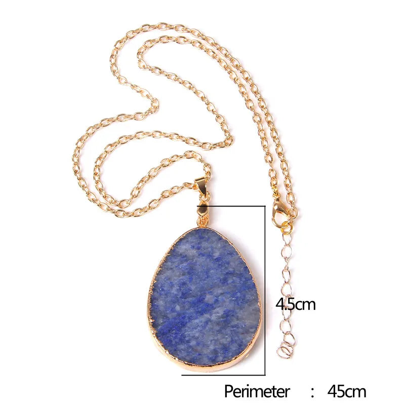 Metal chain healing energy necklace for women Dyed Natural crystal agat druzy crystal Minerals gem stone pendant charm necklace