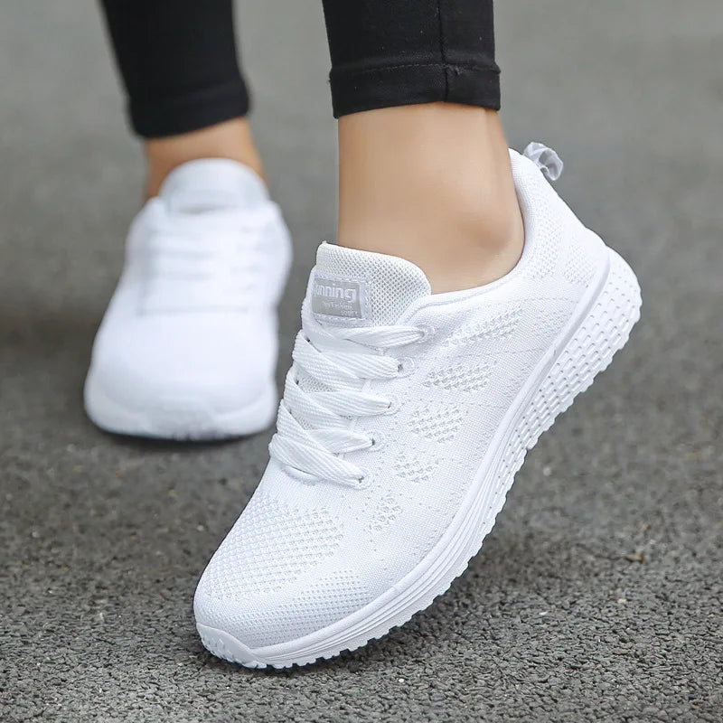 Customizable Women Casual Shoes Fashion Breathable Walking Mesh Flat Shoes Woman White Sneakers Shoes Tailor-made Suits NX1721