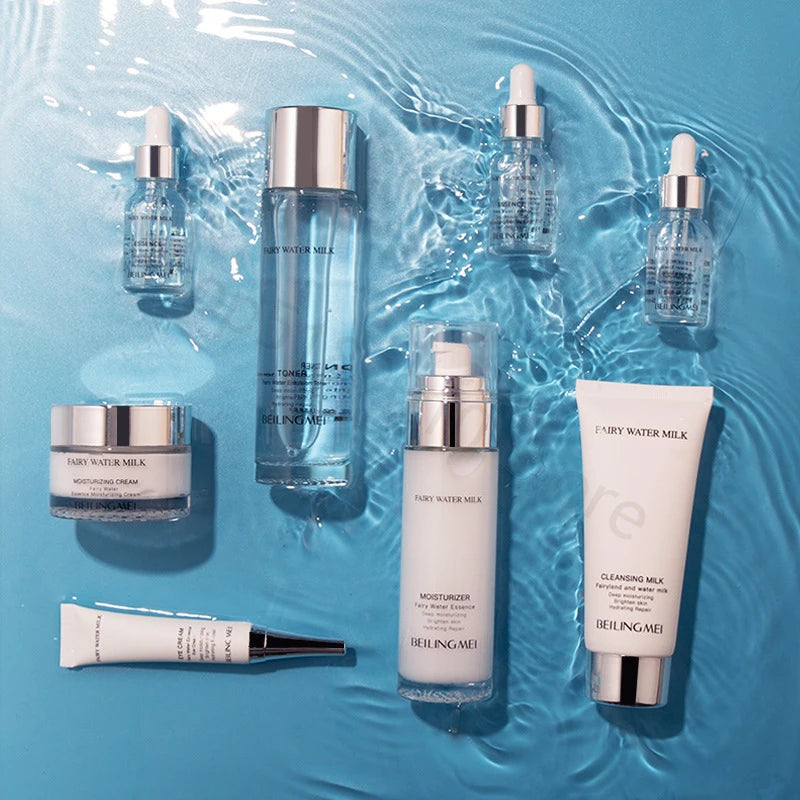 Collagen Skin Care Sets Facial Cleanser Eye Creams Face Cream Serum Lotion Toner Brightening Moisturizing Face Care Kit 8PCS