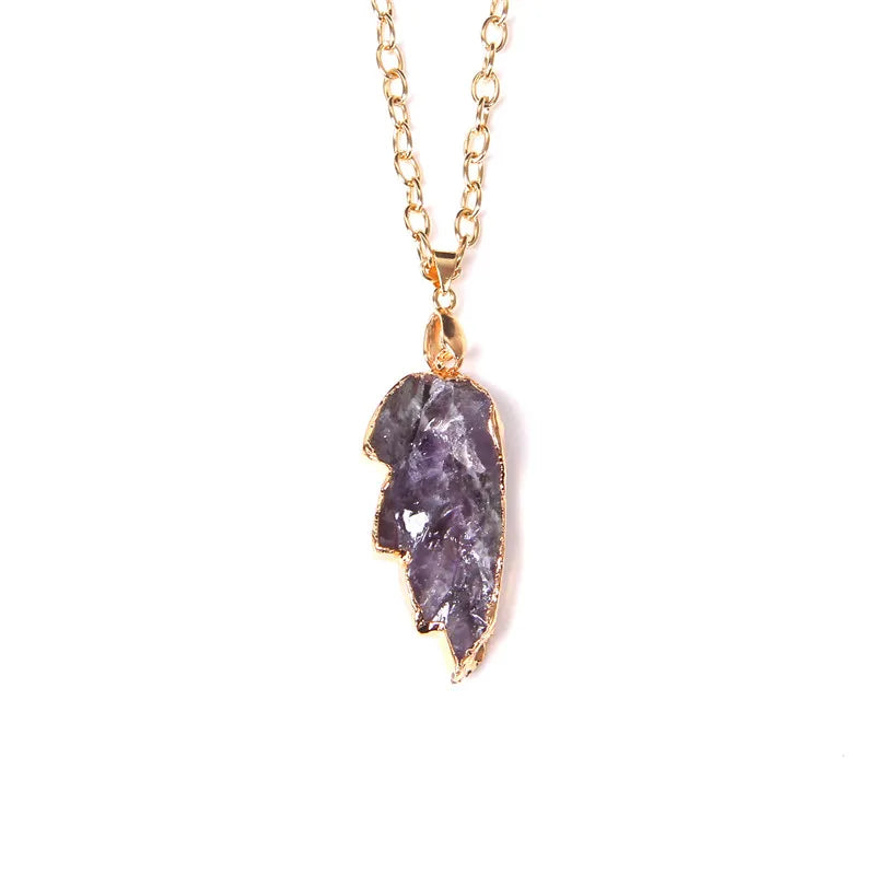 Metal chain healing energy necklace for women Dyed Natural crystal agat druzy crystal Minerals gem stone pendant charm necklace