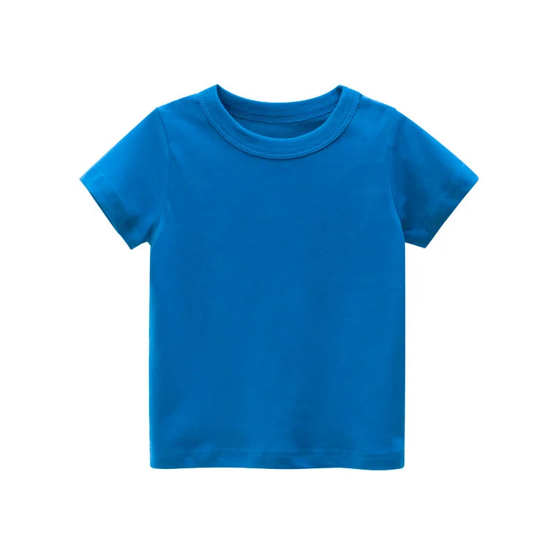 Kids Solid 100% Cotton Short Sleeve T-Shirt – Unisex, Ages 1-9Y