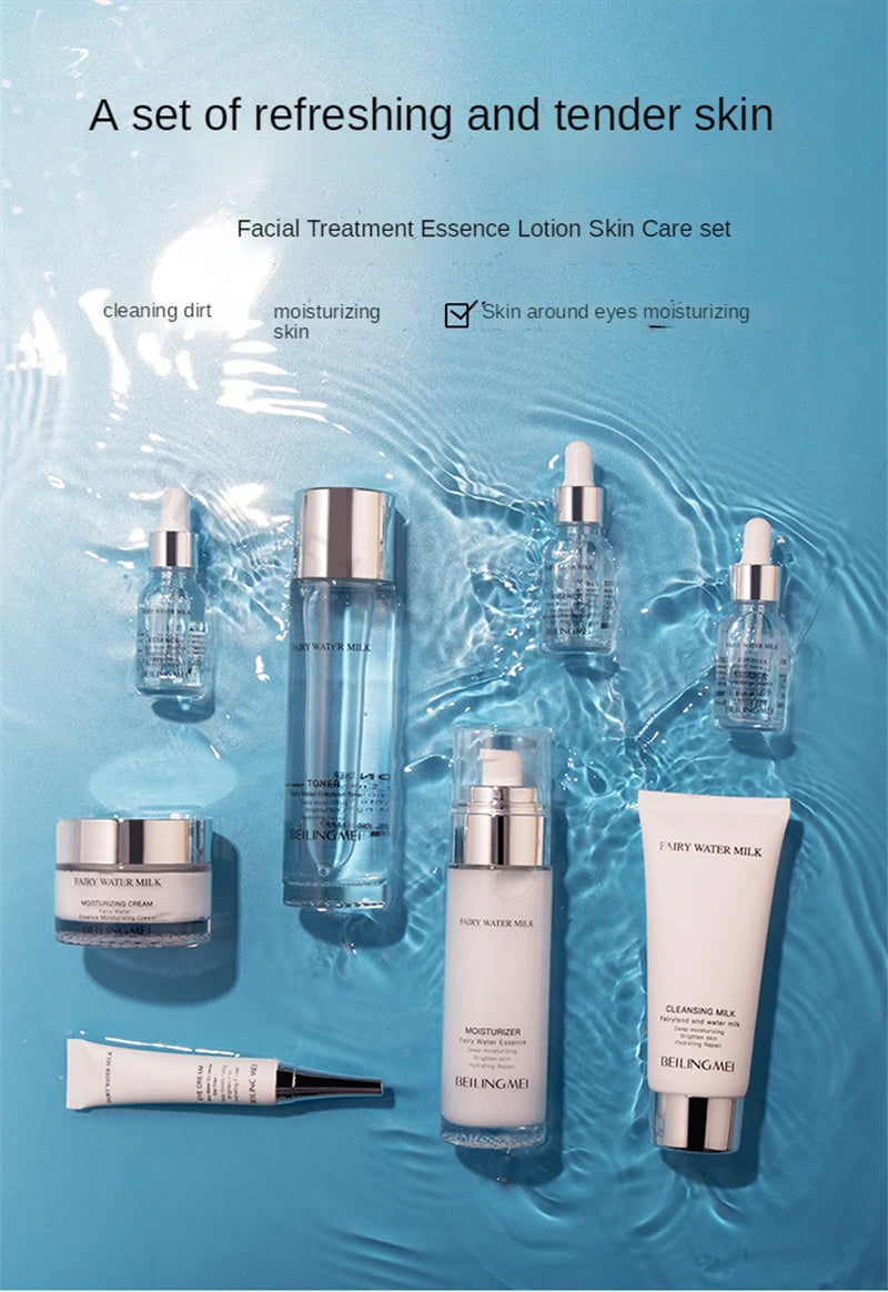 Collagen Skin Care Sets Facial Cleanser Eye Creams Face Cream Serum Lotion Toner Brightening Moisturizing Face Care Kit 8PCS