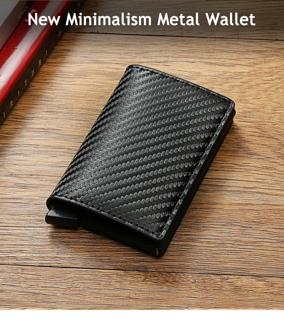 Carbon Fiber Credit Card Holder Wallets Men Brand Rfid Black Magic Trifold Leather Slim Mini Wallet Small Money Bag Male Purses