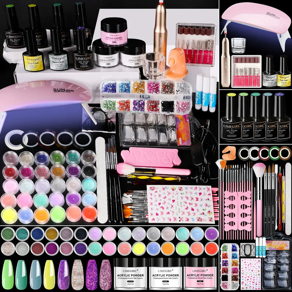 Professional Nail Gel Kit Factory Wholesale UV Light Varnish Soak Gel Girls' Private Label Acrylic Nail Powder Set