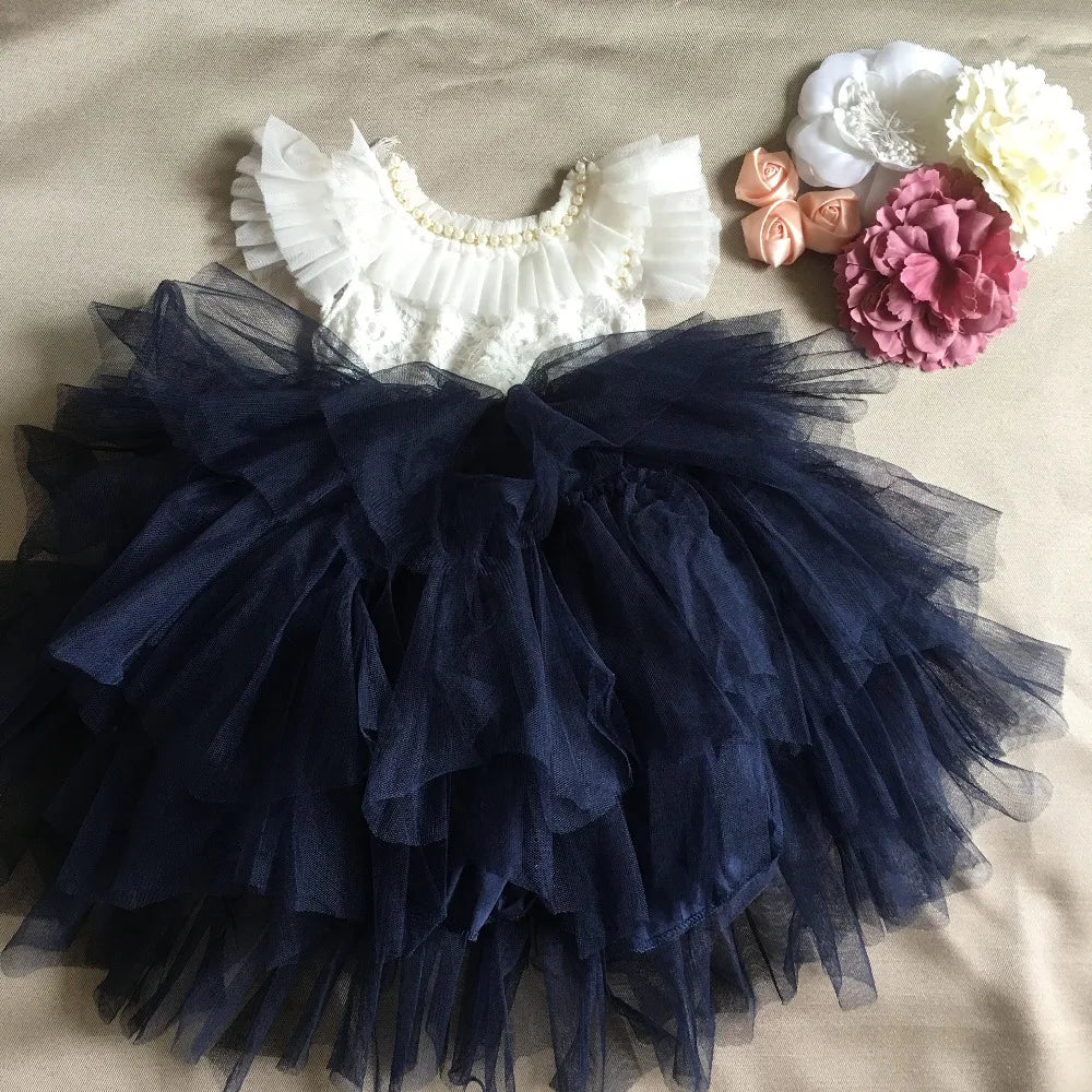 Spanish Toddler Girls Beading Dress for Baby Baptism Dress Birthday Kids Flutter Sleeve Tutu Princess Vestido Clothing