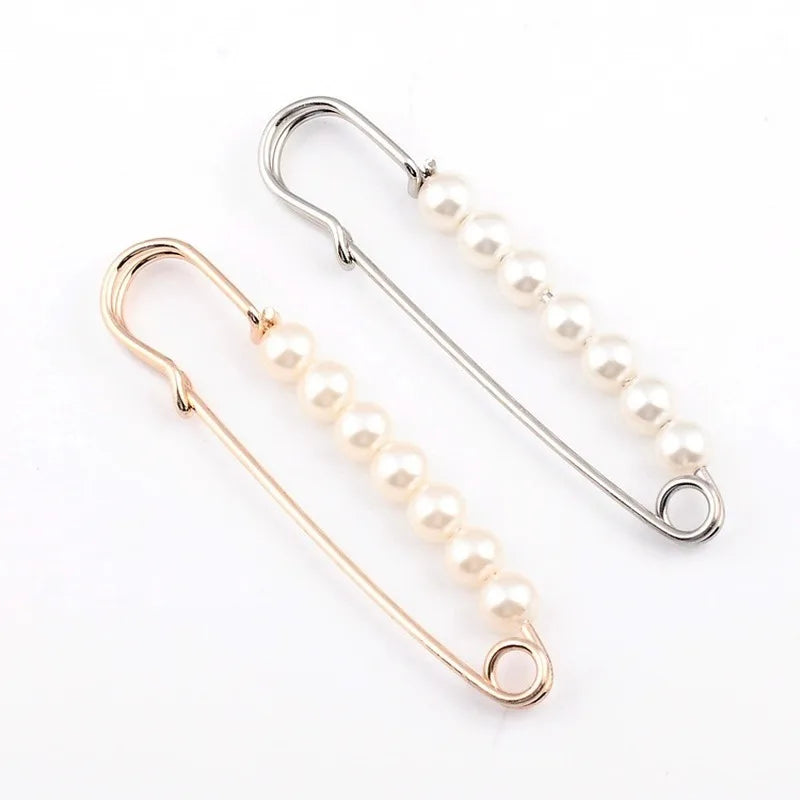 European And American Jewelry Pearl Brooch Big Pin  Silk Scarf Buckle Clothing Boutonniere