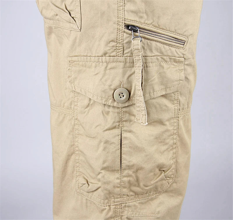 Long Length Cargo Shorts Men Summer Multi-Pocket Casual Cotton Elastic Capri Pants Men Military Tactical Short Hot Breeches  5XL