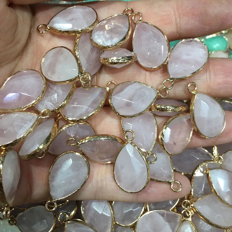Natural Stone Pendant Water Drop Shape Faceted Mix Color Exquisite Charms For Jewelry Making DIY Bracelet Necklace Accessories