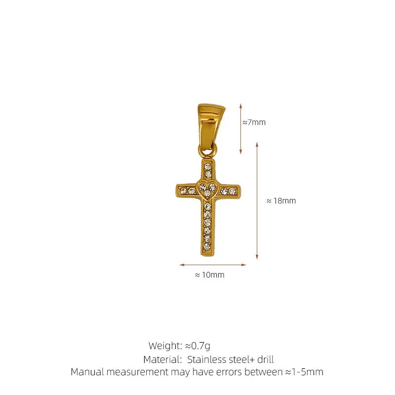 Trendy DIY 316l 18k Stainless Steel Luxury Customize Zircon Cross Charms Pendant Accessories for Jewelry Making Wholesale