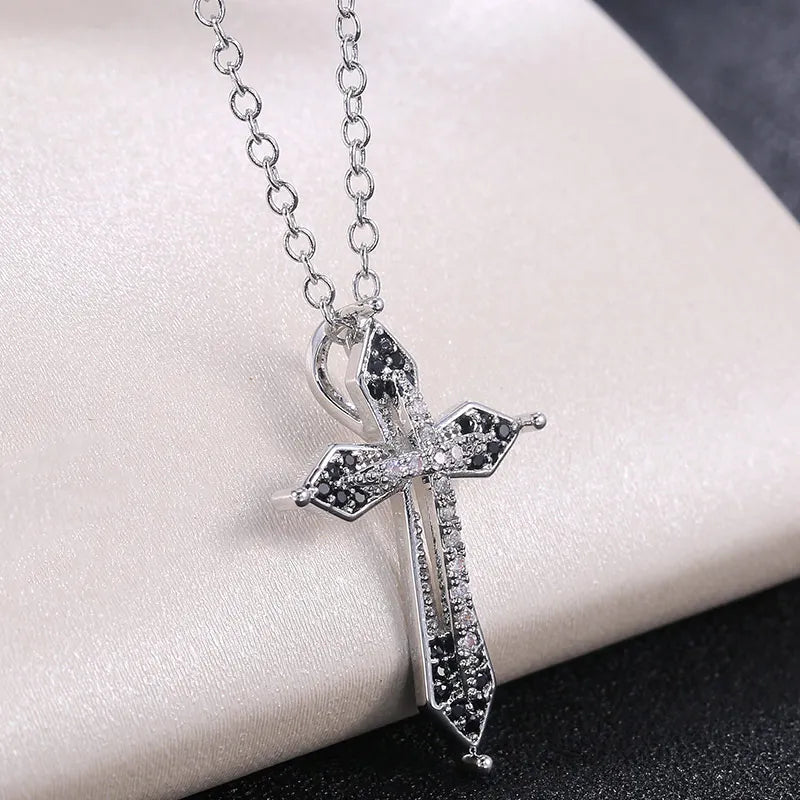 Collar cruzado estético Caoshi para mujer, dije de circonita, joyería brillante personalizada, regalo