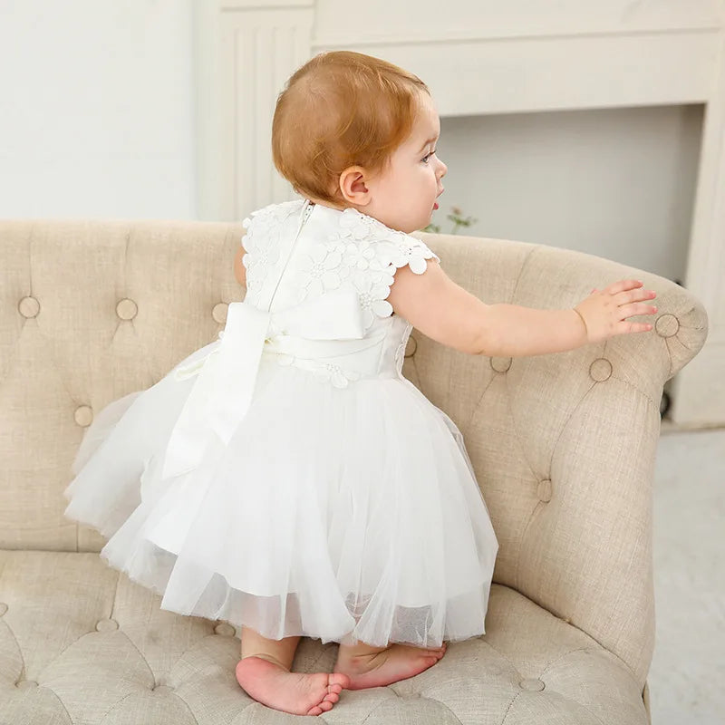 Hetiso Baby Girl's Hot Pink Lace Flower Dress Baptism Birthday Party Toddler Clothes 3-24M Vestido Infantil Menina 3-24M