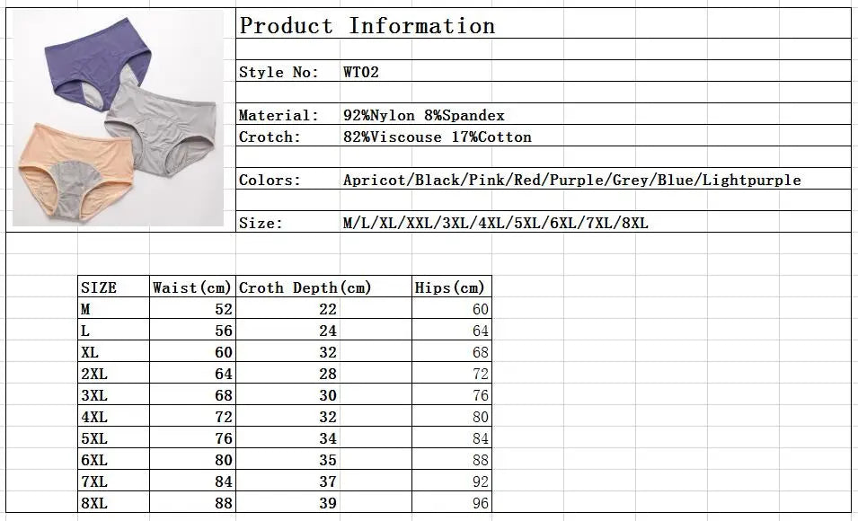 3pcs/Set Menstrual Period Panties Proof Briefs High Waist Warm Female Women Sexy Pants Leak Proof Incontinence Underwear wt02