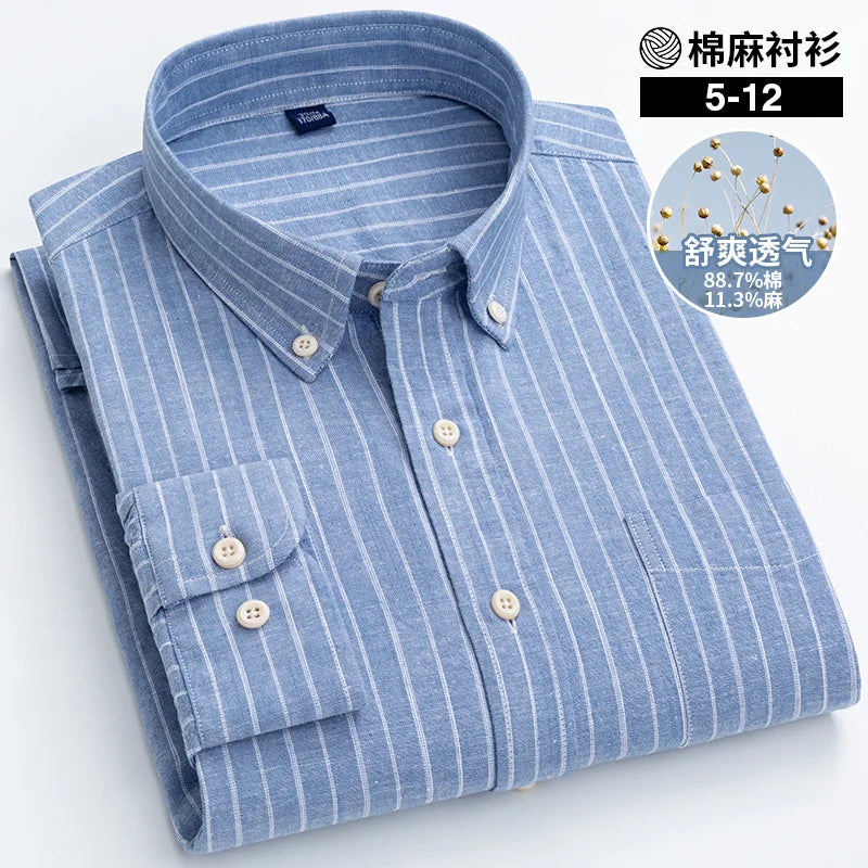 cotton linen Shirts Longsleeve Shirt for Men clothing pure colored Casual hemp shirt camisa masculina mens dress shirts