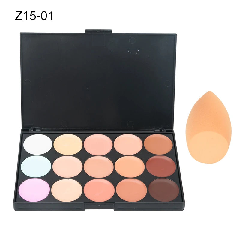 Paleta de correctores de 15 colores, camuflaje, crema, contorno, kit de maquillaje profesional para todos los tonos de piel