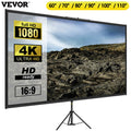 SucceBuy 60 70 80 90 100 110 in Tripod Projector Screen W/ Stand 16:9 4K HD Portable Home Cinema for Indoor & Outdoor Projection