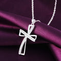 925 Sterling Silver Zircon Cross Pendant Necklaces For Women'S Charm Fashion Luxury Jewelry Accessories Jewellery