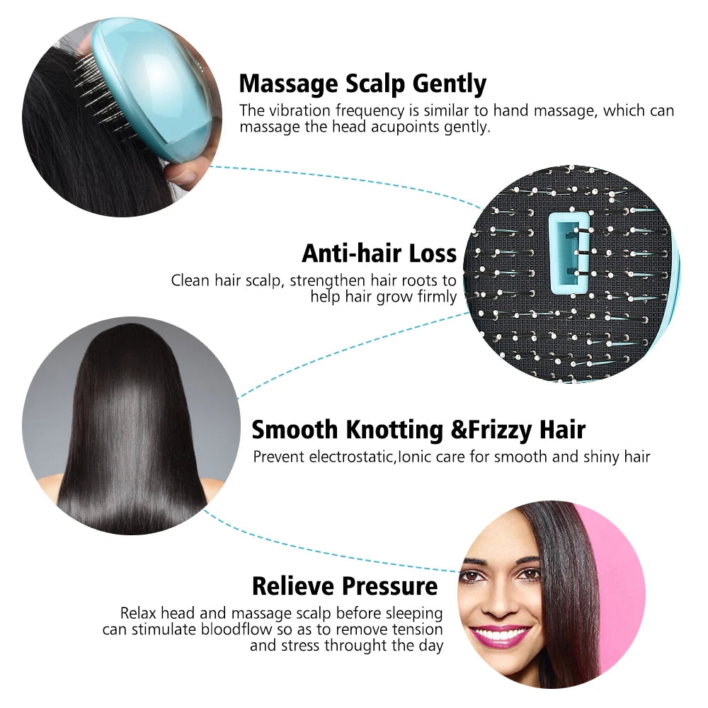 Electric Ion Hair Brush Portable Mini Small Hair Magic Beauty Brush Negative Ion Hair Comb Hair Styling Tool Comb