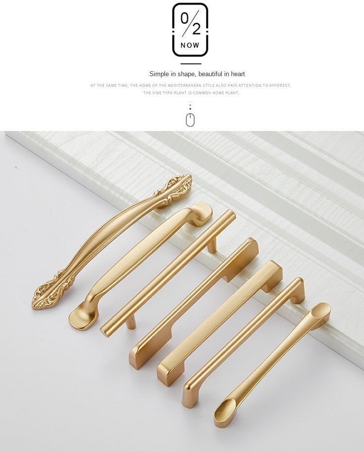 Kitchen Cupboard Knob Square U Type Gold Cabinet Drawer Pull Closet Door Hardware European Fashion Aluminum House Handle